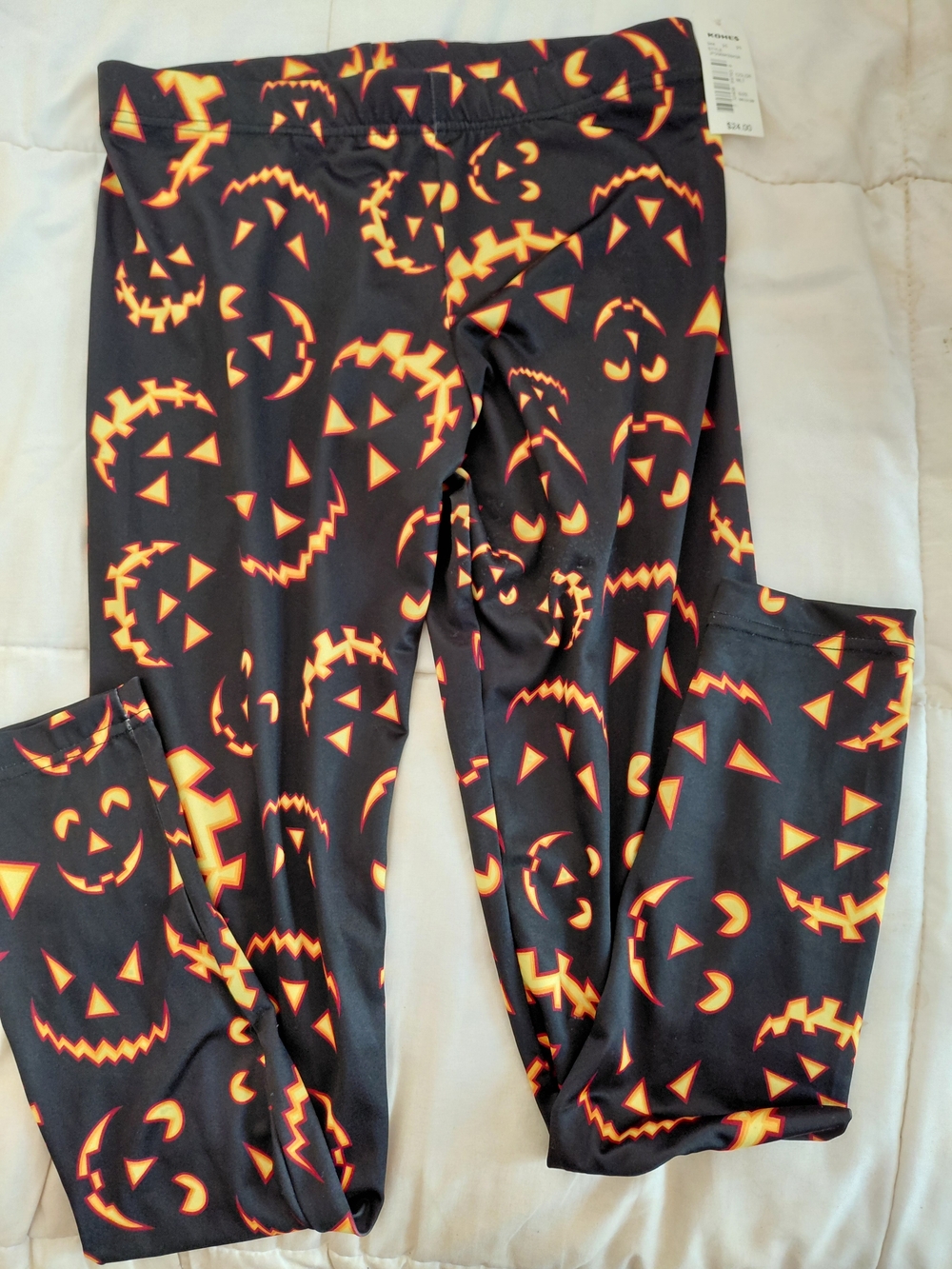 Modern Lux Women’s Leggings M Black Orange Jack-o'-lantern Ankle Stretch NWT